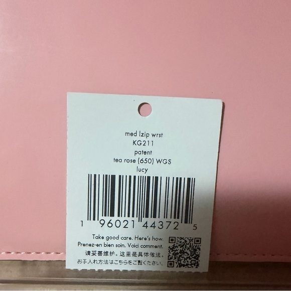 Kate Spade Lucy Medium L-Shaped Blush Pink Patent Wristlet Clutch in Tea Rose - Picture 7 of 7